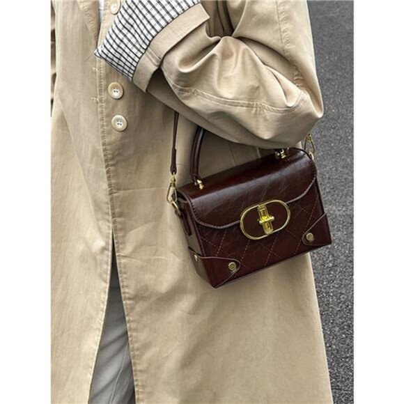 Quilted Pattern Top Handle Crossbody Bag - Picture 5 of 6